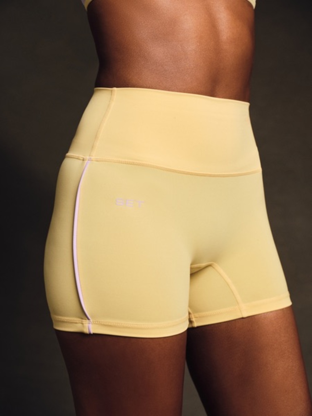 SET Active Sporty Stripe Shorts in Buttercream- size small